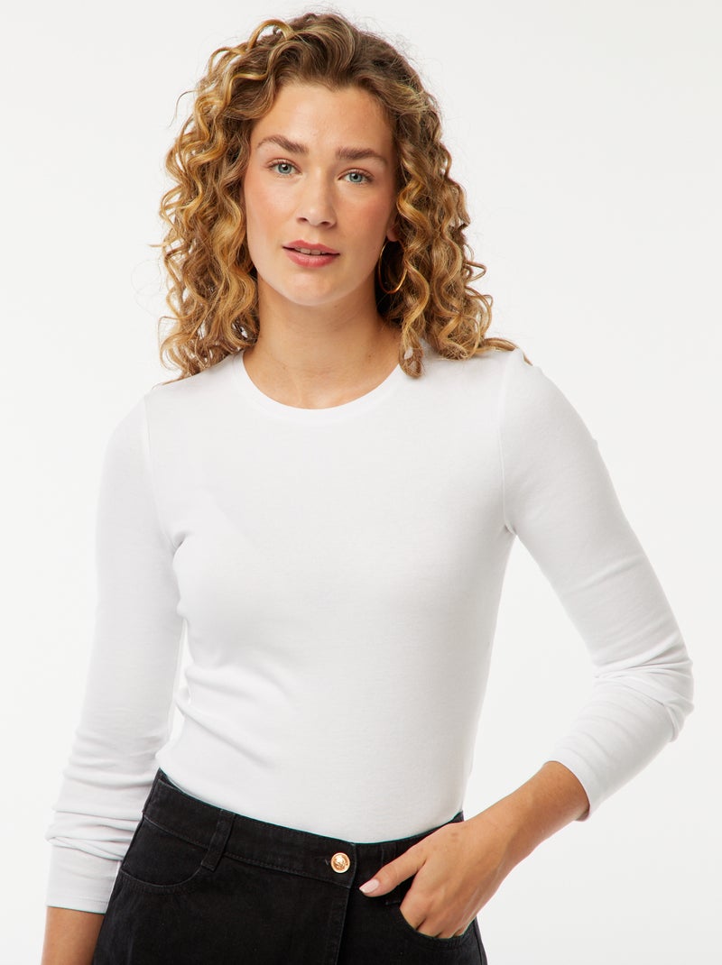 T-shirt à manches longues Blanc - Kiabi