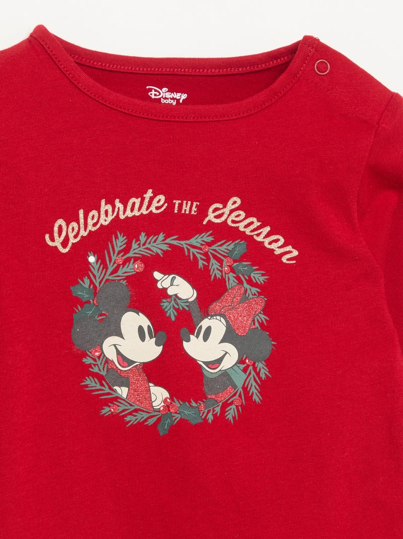 T-shirt à manches longues 'Disney' 'Noël' Rouge - Kiabi