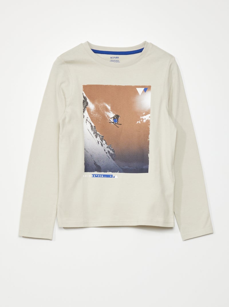 T-shirt à manches longues Ecru - Kiabi
