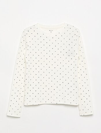 T-shirt à manches longues en maille côtelée