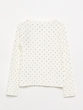 T-shirt à manches longues en maille côtelée