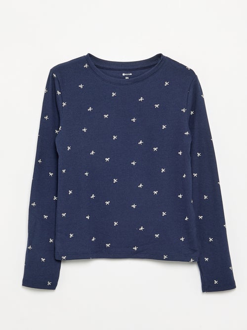 T-shirt à manches longues en maille côtelée - Kiabi