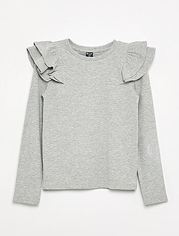 T-shirt à manches longues en maille côtelée