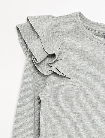 T-shirt à manches longues en maille côtelée