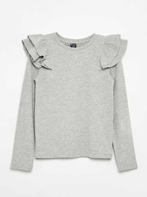 T-shirt à manches longues en maille côtelée - Kiabi
