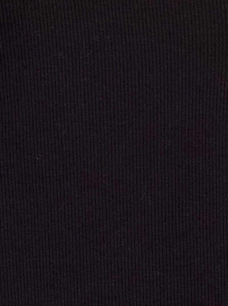 T-shirt à manches longues en maille côtelée Noir - Kiabi