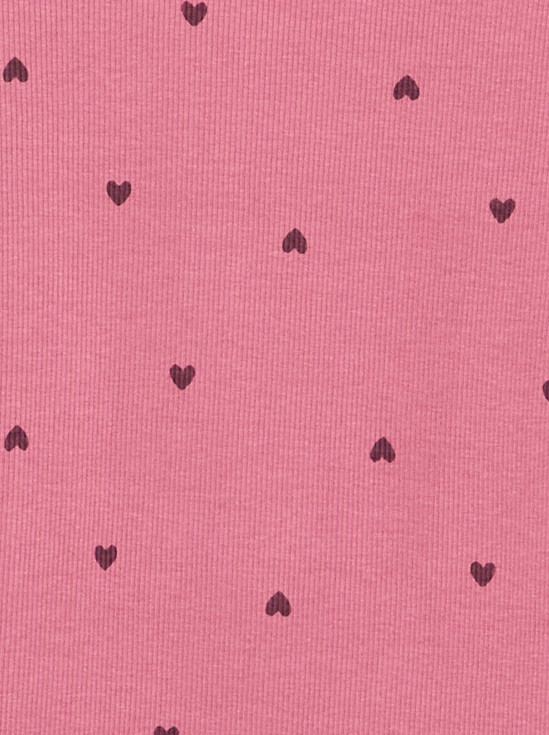T-shirt à manches longues en maille côtelée Rose - Kiabi