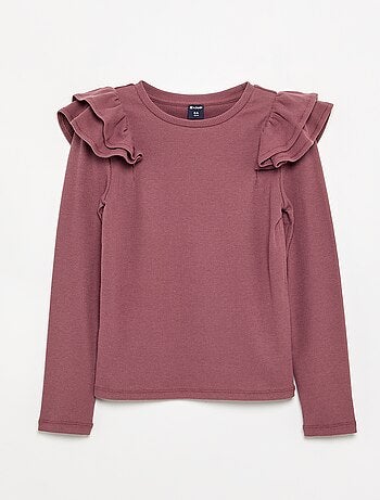 T-shirt à manches longues en maille côtelée