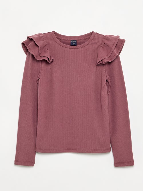T-shirt à manches longues en maille côtelée - Kiabi