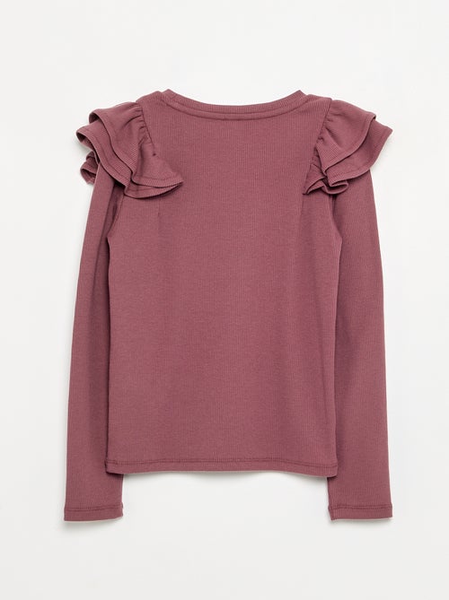 T-shirt à manches longues en maille côtelée - Kiabi