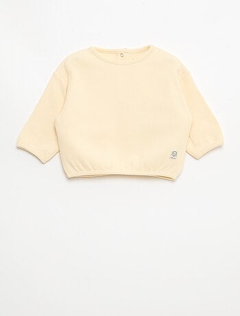 T-shirt à manches longues en maille gaufrée