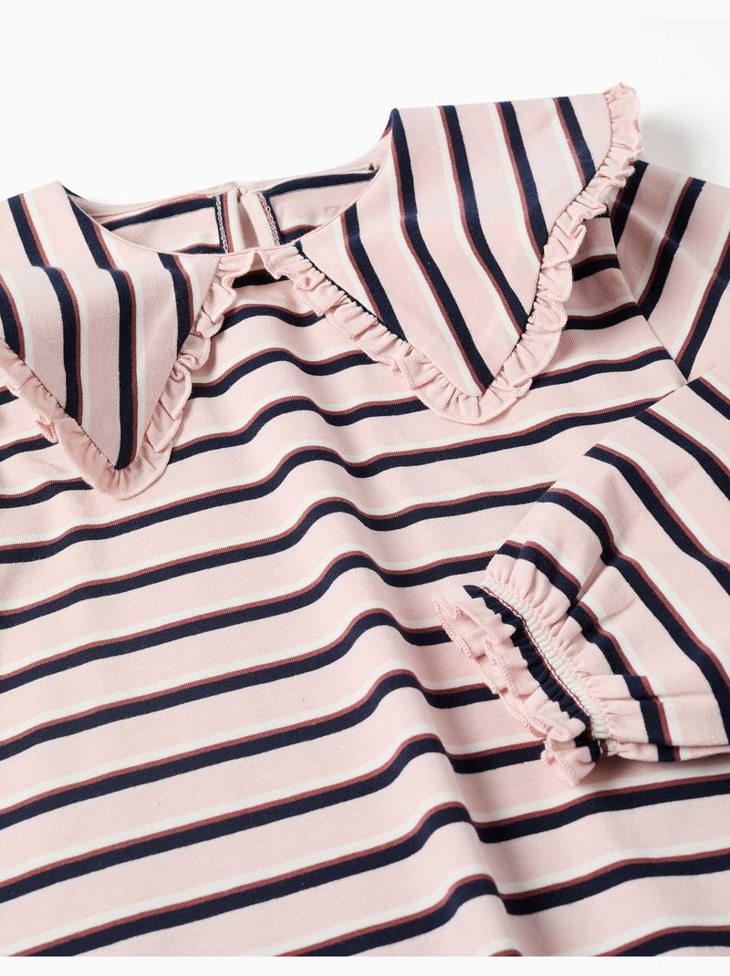 T-shirt à manches longues et à rayures Rose clair - Kiabi