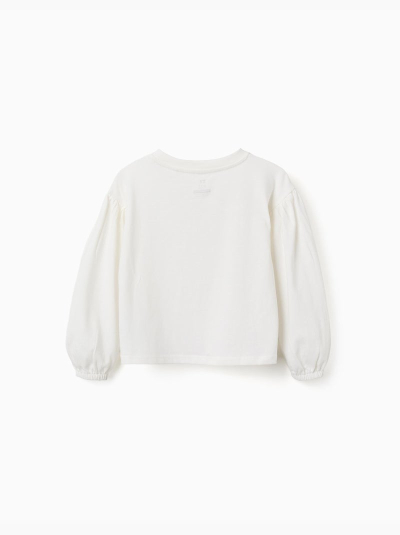 T-shirt à manches longues et bouffantes avec imprimé Blanc - Kiabi