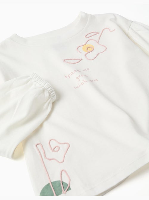 T-shirt à manches longues et bouffantes avec imprimé - Kiabi