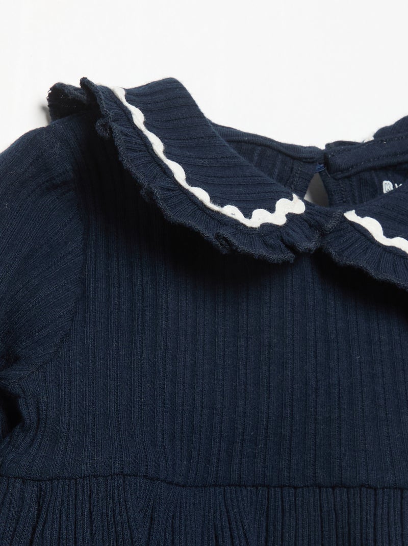 T-shirt à manches longues et col claudine Bleu - Kiabi