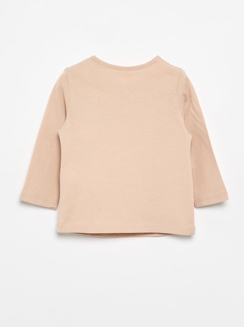 T-shirt à manches longues imprimé Beige - Kiabi