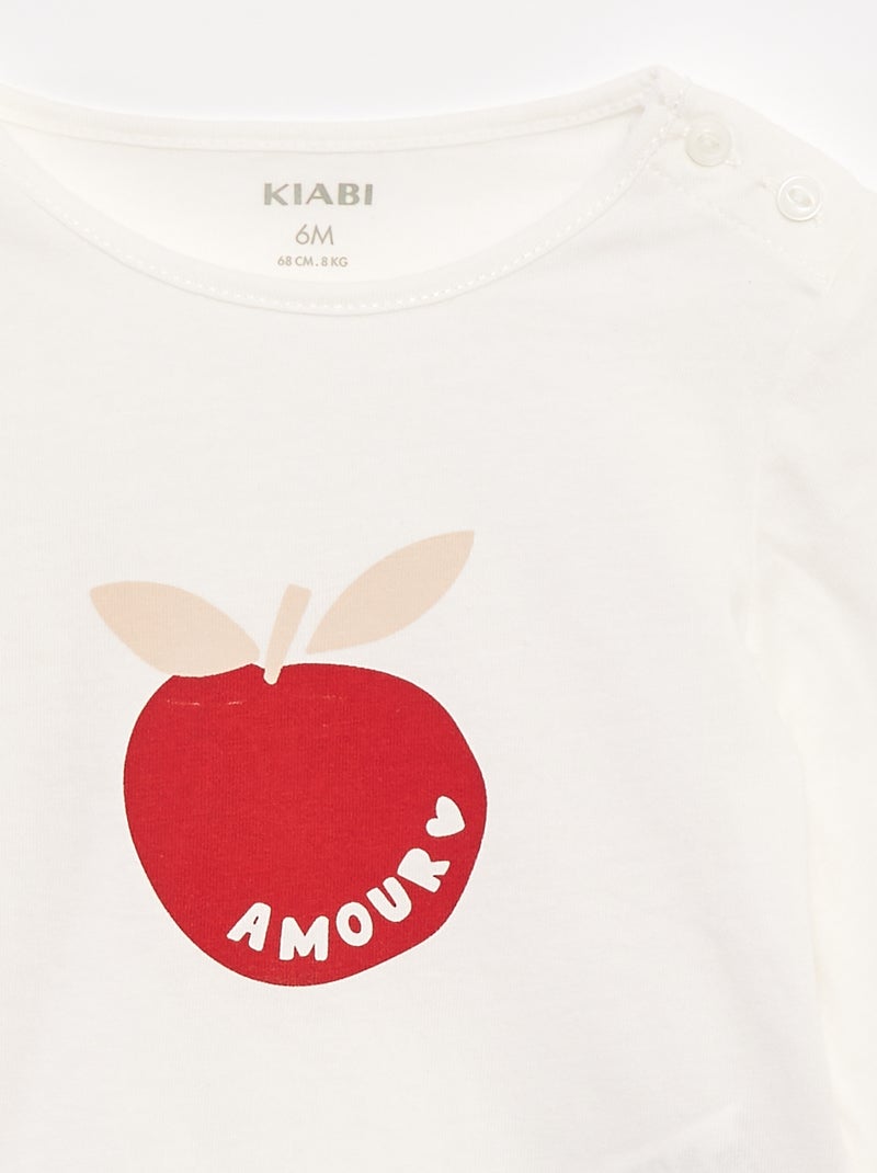 T-shirt à manches longues imprimé Blanc - Kiabi