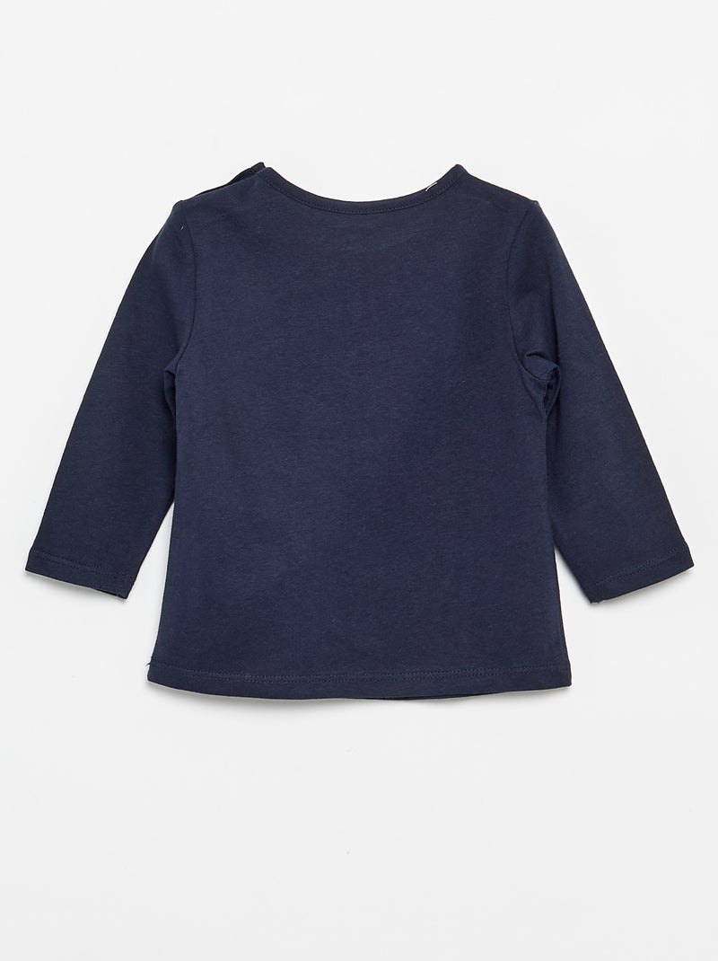 T-shirt à manches longues imprimé Bleu - Kiabi
