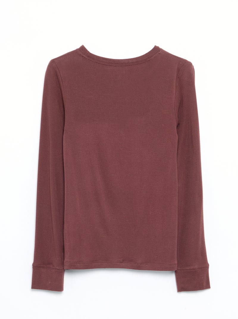 T-shirt à manches longues Marron - Kiabi