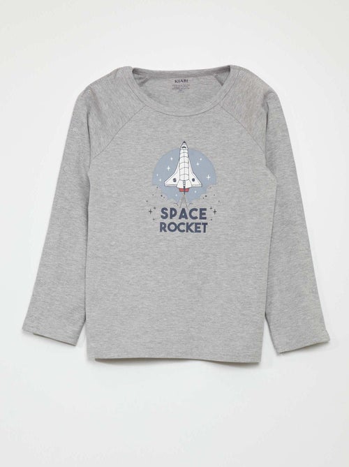 T-shirt à manches longues pressionnées - collection facile à enfiler - Kiabi