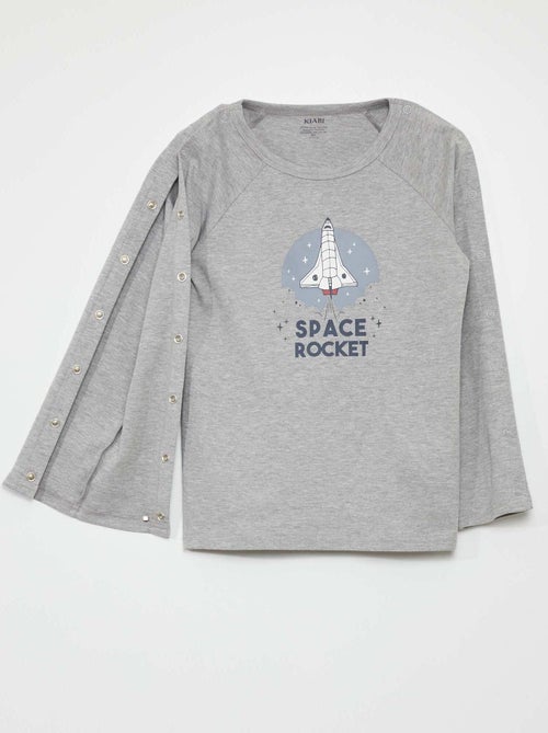 T-shirt à manches longues pressionnées - collection facile à enfiler - Kiabi