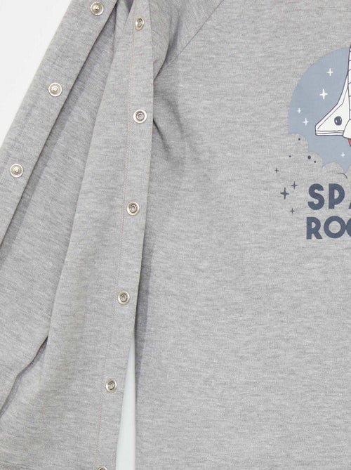 T-shirt à manches longues pressionnées - collection facile à enfiler - Kiabi