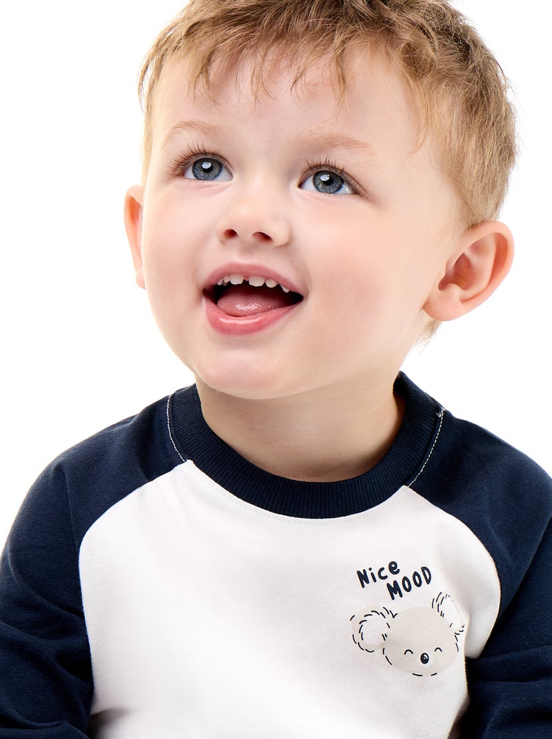 T-shirt à manches longues raglan Bleu - Kiabi