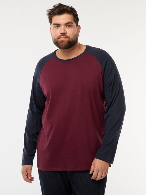 T-shirt à manches longues raglan et col rond - Kiabi