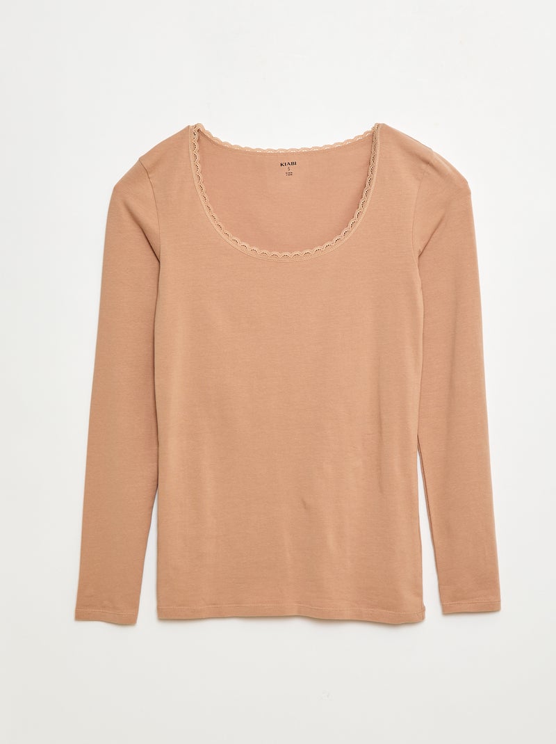 T-shirt à manches longues sous-vêtement Beige - Kiabi