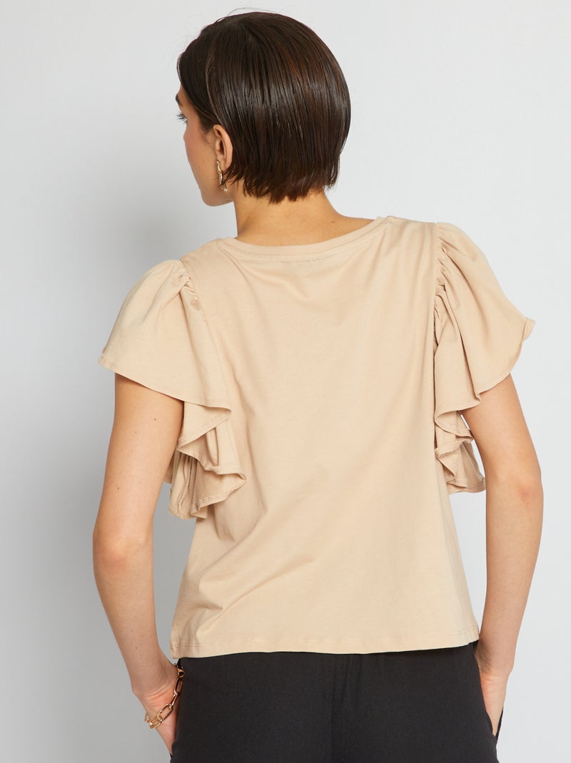 Tunique / Blouse Sandro En Soie Rose Pâle - Taille 2, Manches Papillons, Occasion Très Bon état