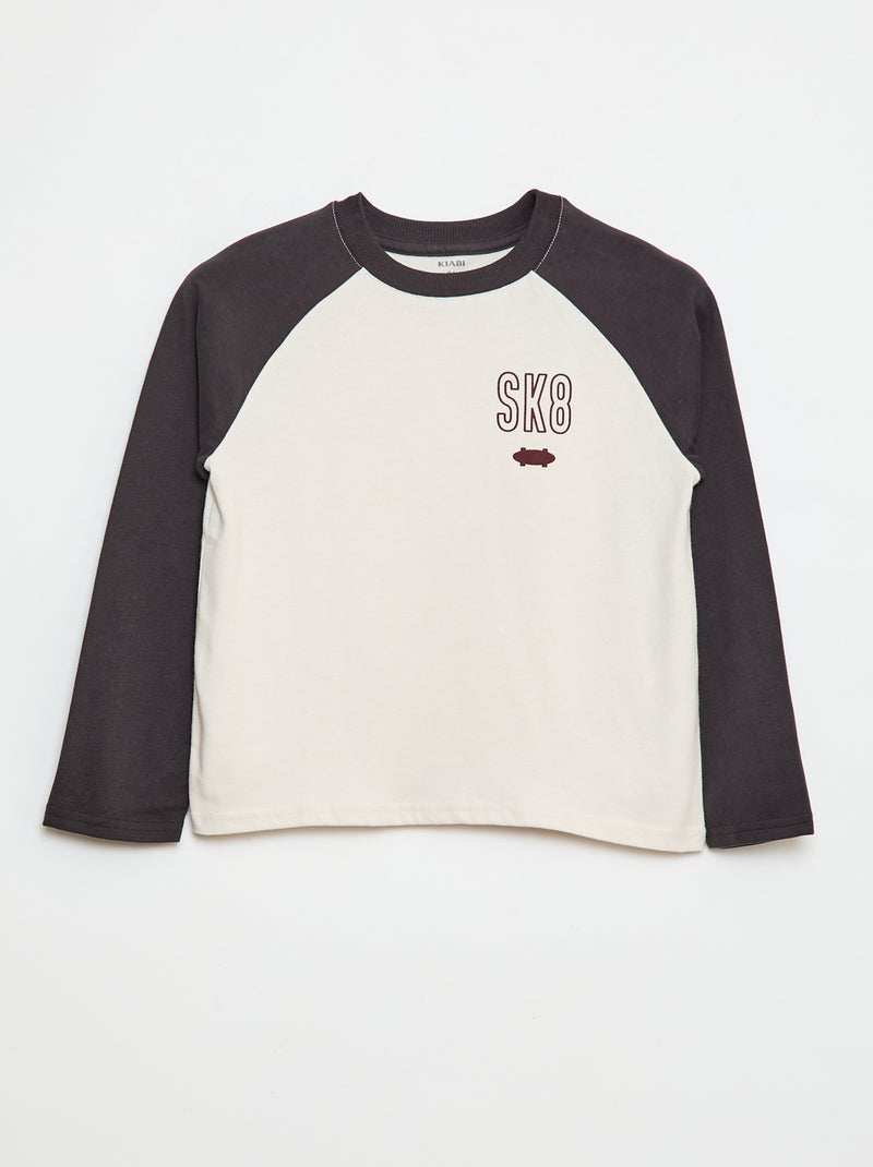 T-shirt à manches raglans Gris - Kiabi