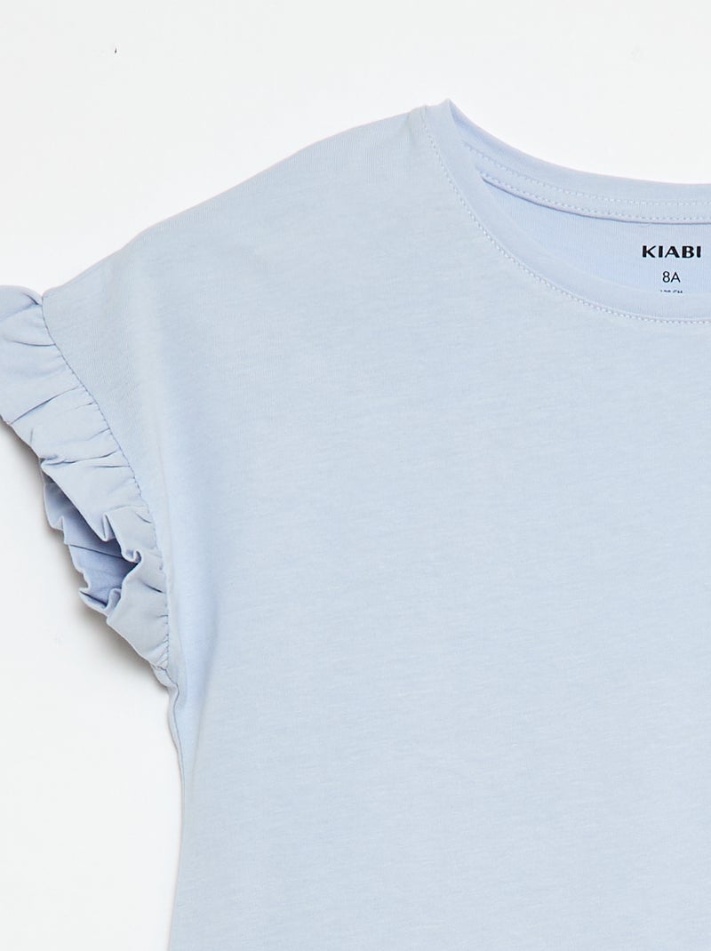 T-shirt à manches volantes Bleu - Kiabi