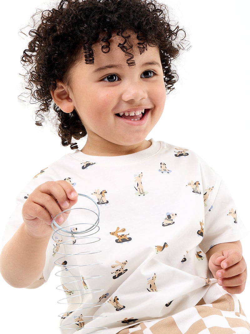 T-shirt à motif et à manches courtes Blanc - Kiabi