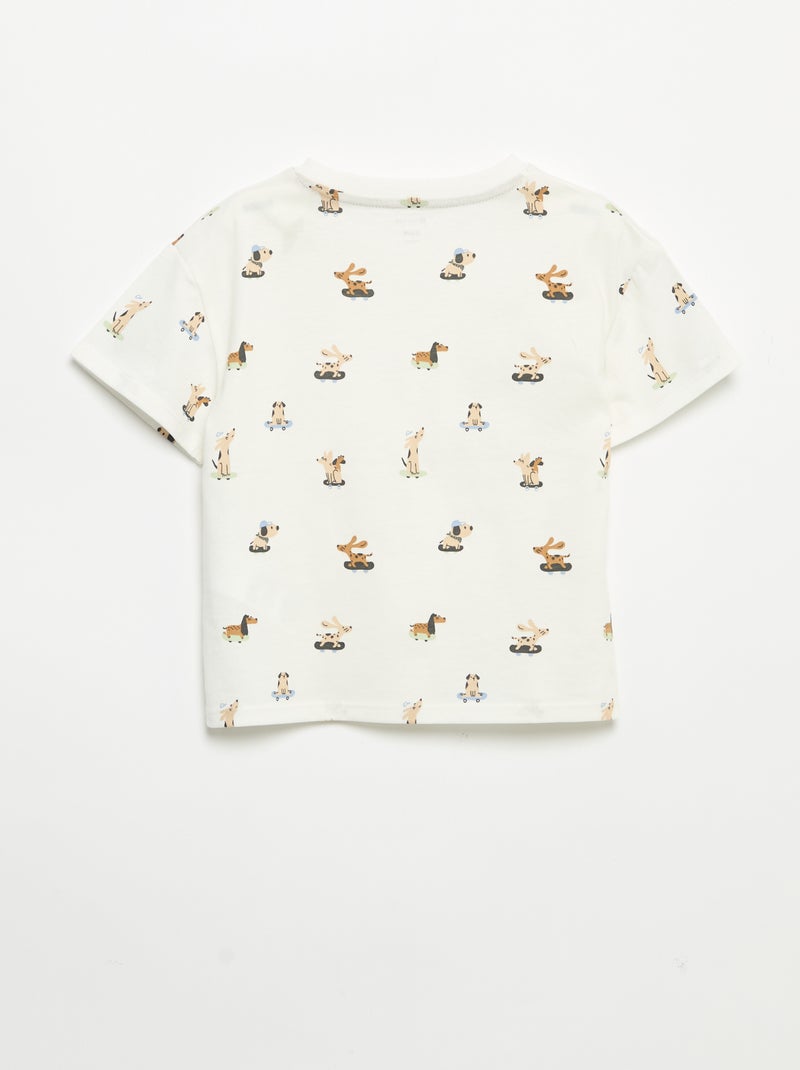 T-shirt à motif et à manches courtes Blanc - Kiabi