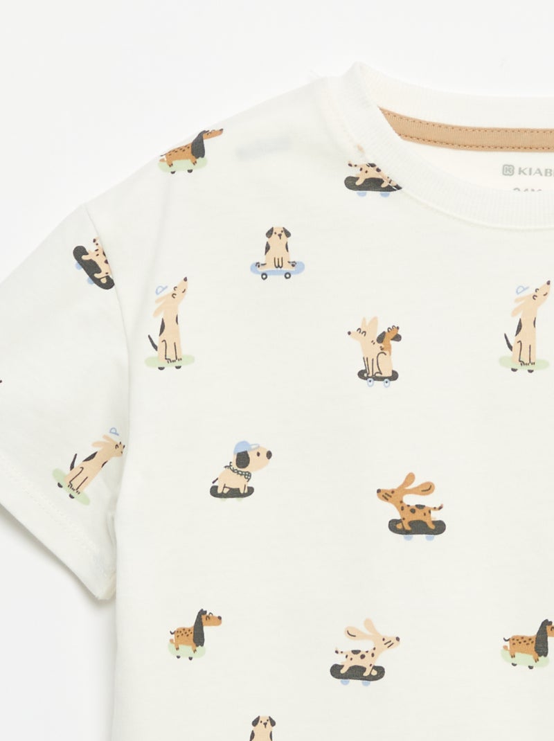 T-shirt à motif et à manches courtes Blanc - Kiabi