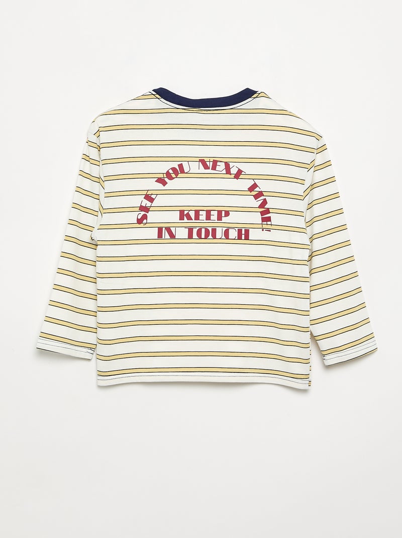 T-shirt à motif et inscription à manches longues Jaune - Kiabi