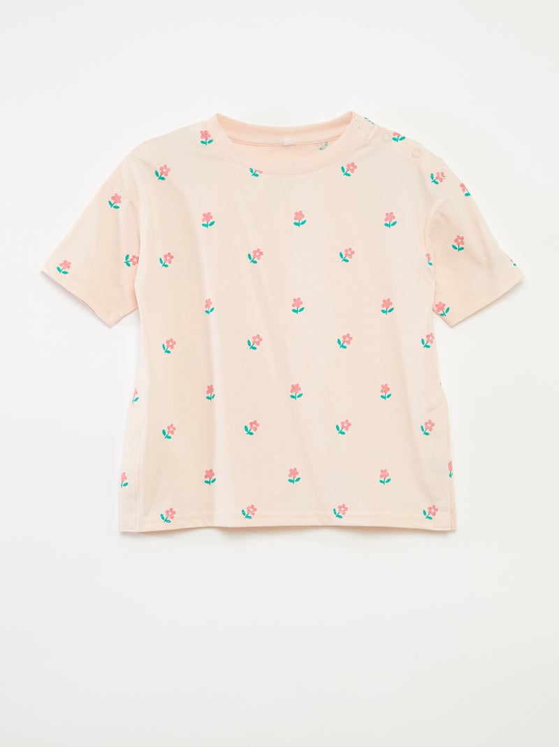 T-shirt à motif ouverture pressionnée à l'épaule - collection facile à enfiler ROSE - Kiabi