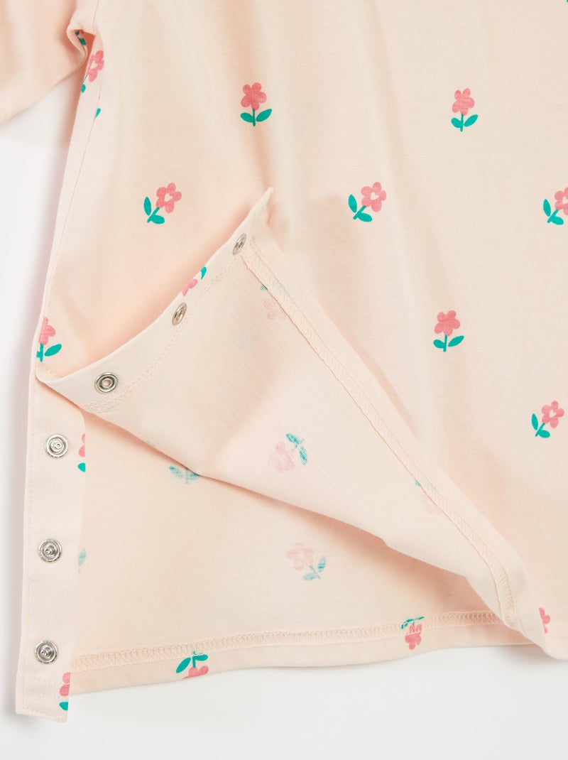 T-shirt à motif ouverture pressionnée à l'épaule - collection facile à enfiler ROSE - Kiabi