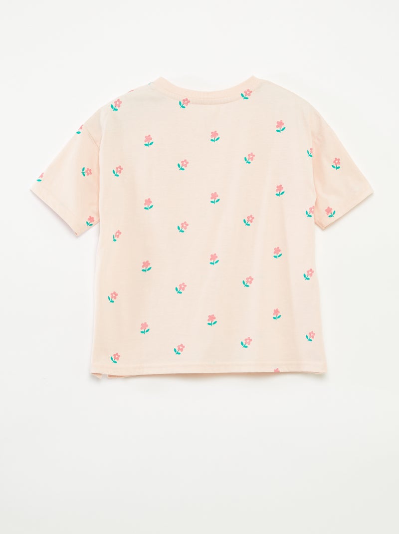 T-shirt à motif ouverture pressionnée à l'épaule - collection facile à enfiler ROSE - Kiabi