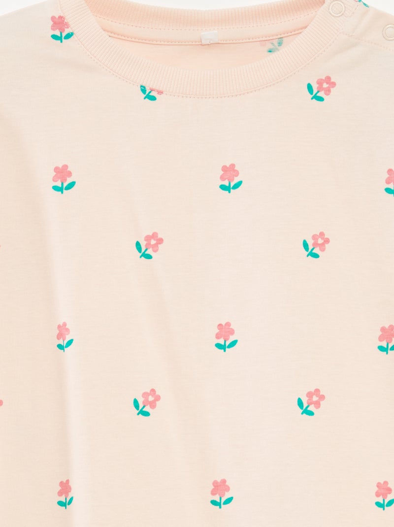 T-shirt à motif ouverture pressionnée à l'épaule - collection facile à enfiler ROSE - Kiabi