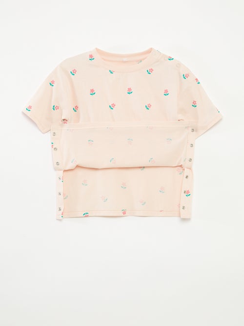 T-shirt à motif ouverture pressionnée à l'épaule - So Easy - Kiabi