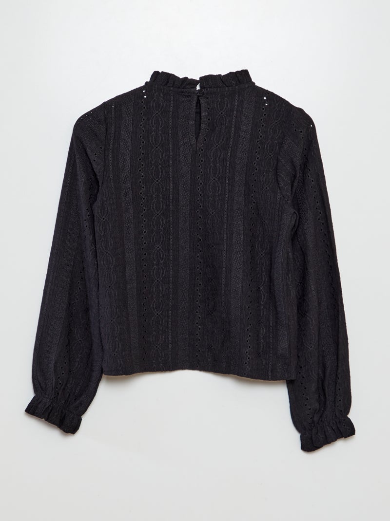 T-shirt à motifs ajourés noir - Kiabi