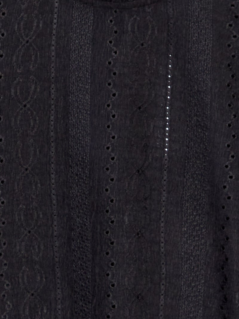 T-shirt à motifs ajourés noir - Kiabi