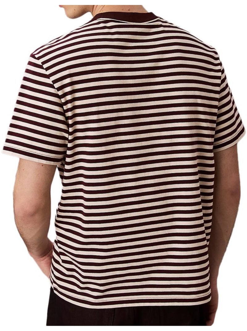 T-Shirt à Rayure Homme Calvin Klein Jeans Marron cappuccino - Kiabi
