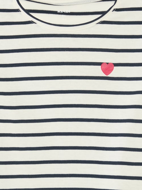 T-shirt à rayures à manches longues et col rond - Kiabi T-shirt à rayures à manches longues et col rond - Kiabi