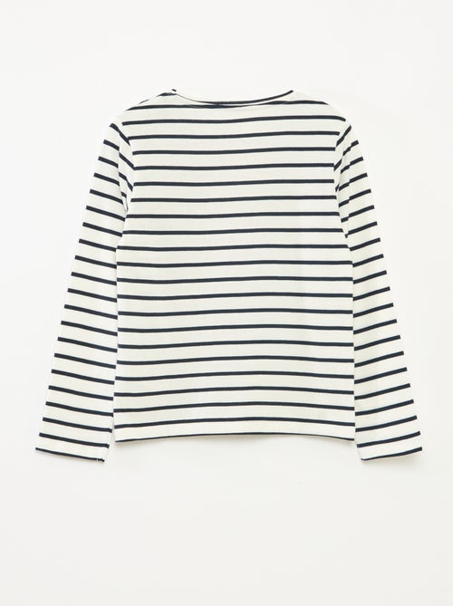T-shirt à rayures à manches longues et col rond - Kiabi T-shirt à rayures à manches longues et col rond - Kiabi