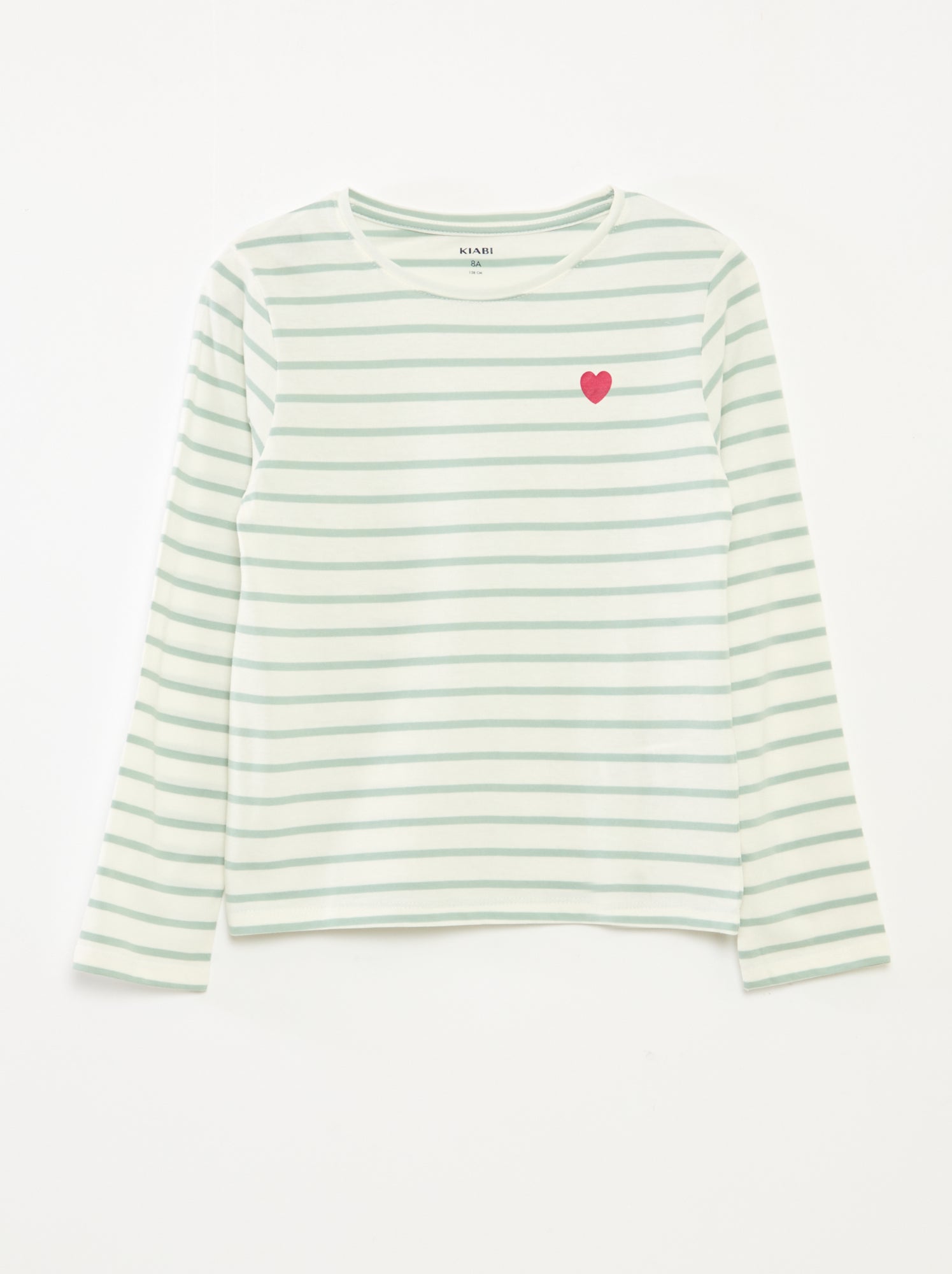 T-shirt à rayures à manches longues et col rond