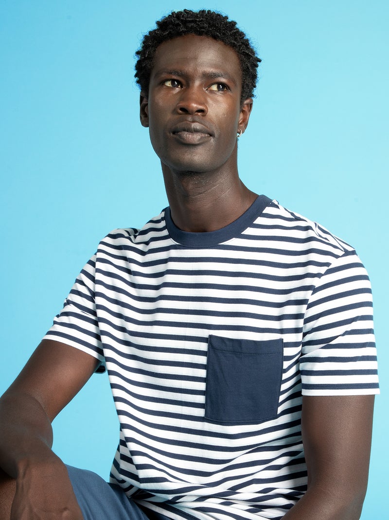 T-shirt à rayures en jersey bleu noir - Kiabi