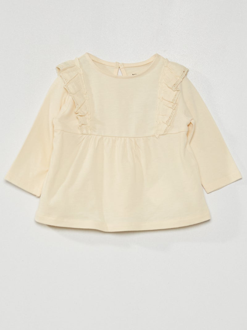 T-Shirt à volants Blanc - Kiabi