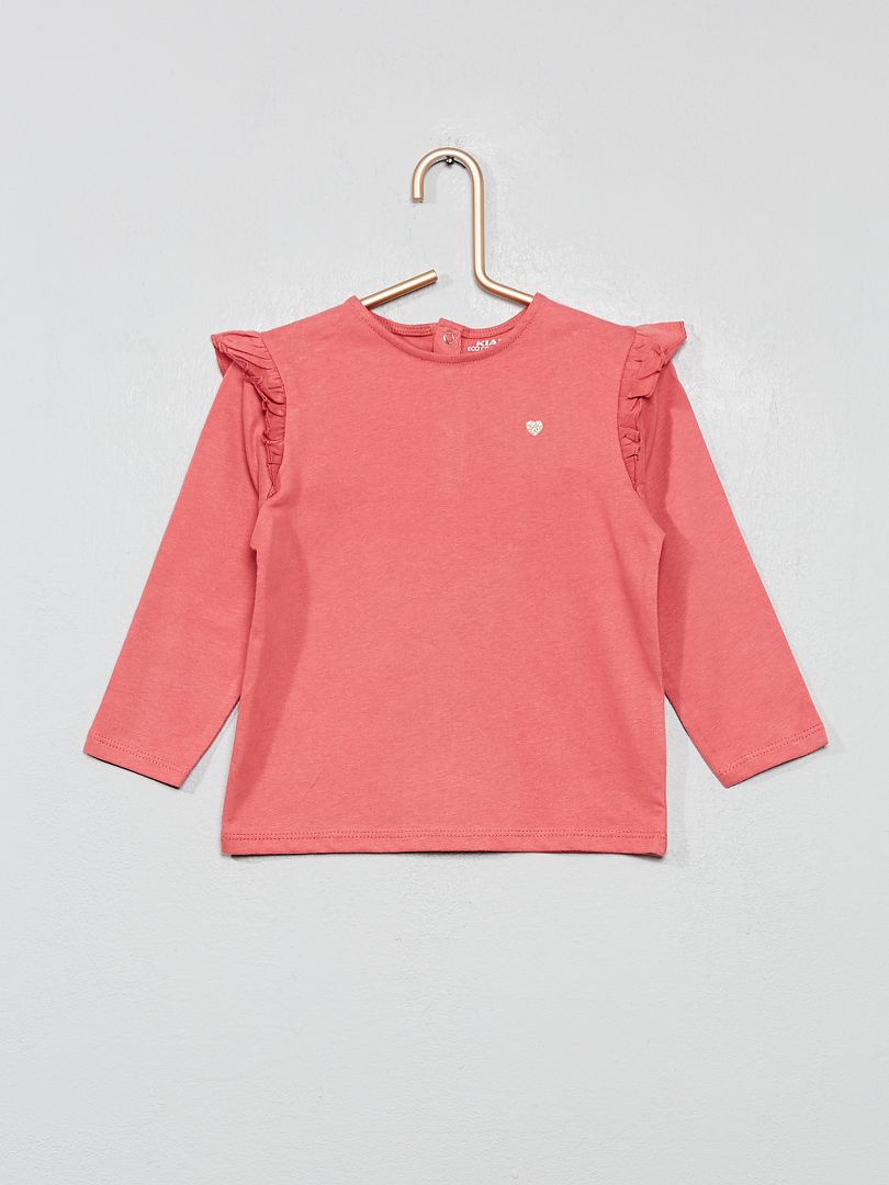 T-shirt à volants rose foncé - Kiabi
